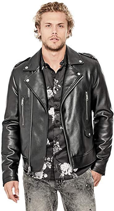 GUESS Men's Long Sleeve All Aces Moto Jacket