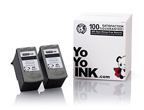 YoYoInk Remanufactured Ink Cartridge Replacement for Canon PG 40 (2 Black) with Ink Level Indicator