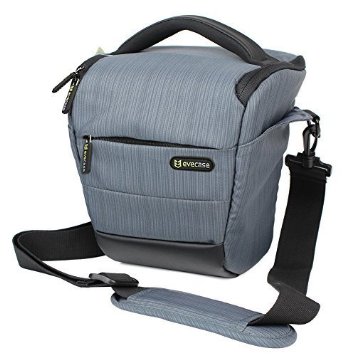 Camera Case - Evecase Digital SLR / DSLR Professional Camera Shoulder Bag For Compact system, Hybrid, SLR / DSLR and High Zoom Camera - Gray