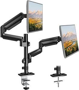 ErGear Dual Monitor Mount for 13″–32″ Screens, Fully Adjustable Dual Monitor Stand with Taller 13" Pole, Gas Spring Dual Monitor Arm Desk Mount, Each Arm Holds to 19.8 lbs, VESA 75x75 and 100x100 mm