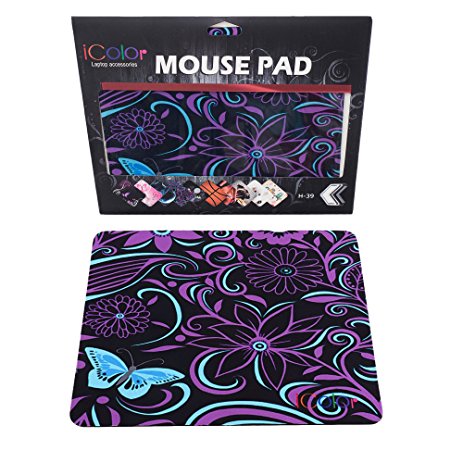 ICOLOR Purple Flower Anti-Slip Mouse Pad Mice Pad Mat Mousepad For Optical Laser Mouse Sale MP-029