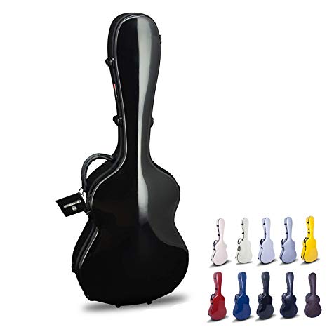 Crossrock CRF1000CBK Fiberglass Classical Guitar Case Hardshell- Backpack Style for 4/4 Full Size in Black