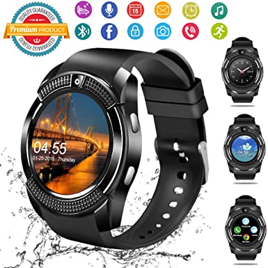 Smart Watch,Android Smartwatch Touch Screen Bluetooth Smart Watch for Android Phones Wrist Phone Watch with SIM Card Slot & Camera,Waterproof Sports Fitness Tracker Watch for Men Women Kids