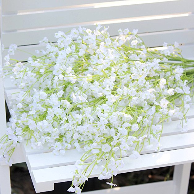 Toechmo Baby Breath/Gypsophila Wedding Party Decoration DIY Home Garden White Colour Real Touch Artificial Flowers Set of 10