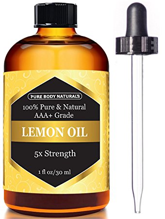 Lemon Essential Oil for Aromatherapy, 5x Extra Strength, 1 fl. oz by Pure Body Naturals
