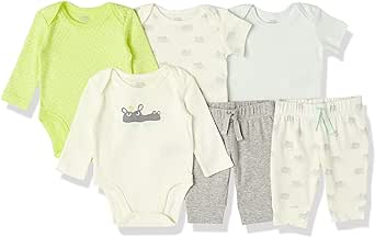 Amazon Essentials Unisex Babies' Cotton Layette Outfit Sets, Pack of 6