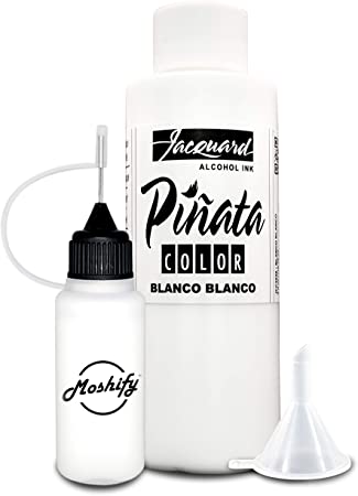 Jacquard Pinata Alcohol Ink Blanco Blanco White Color 4fl oz - Works Great with Resin and Yupo - Bundled with Moshify 20 mL Applicator Bottle