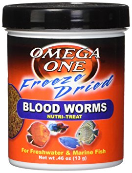 Omega One Freeze Dried Blood Worms, .46 oz.