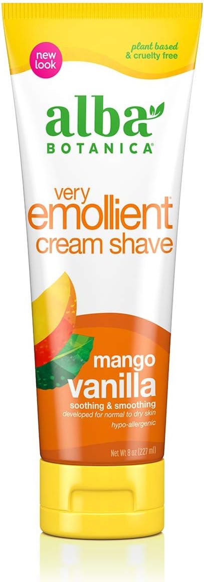 Alba Botanica Mango Vanilla Very Emollient Cream Shave, 8 Ounce