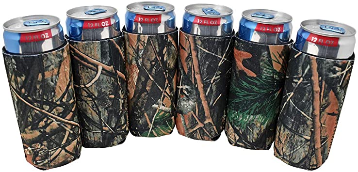 TahoeBay 12 Slim Can Sleeves - Blank Neoprene Beer Coolers – Compatible with 12oz RedBull, Michelob Ultra, White Claw Spiked Seltzer (Camo, 12)