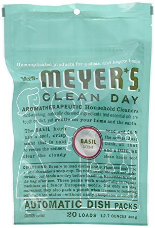 MRS MEYERS Automatic Dish Packs, Basil, 20 Count (Pack of 3)