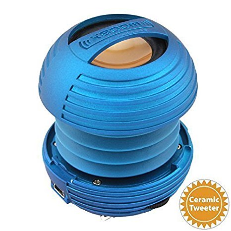 XBOOM Ceramic Mini Portable Capsule Speaker with Rechargeable Battery, Enhanced Bass  and Ceramic Resonator - Blue