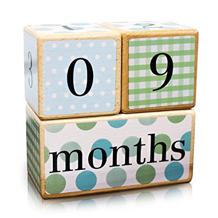 LovelySprouts Milestone Age Blocks | Solid Wood | Baby Age Photo Blocks | Perfect Baby Shower Gift, Neutral