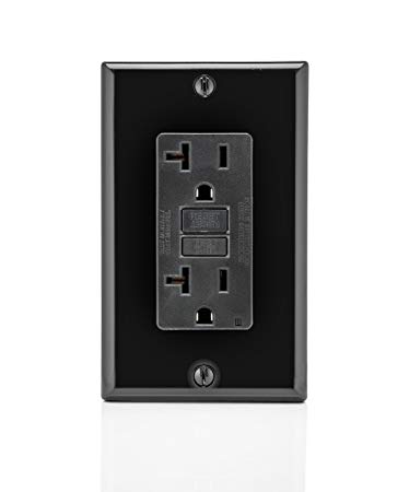 Leviton GFNT2-E 104-GFNT2-00E 20A BLK SLFT GFCI OUTLET, 20 Amp, Black