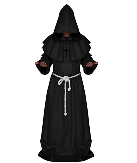 VERNASSA Medieval Monk Robe Priest Robe Halloween Cosplay Costume Cloak