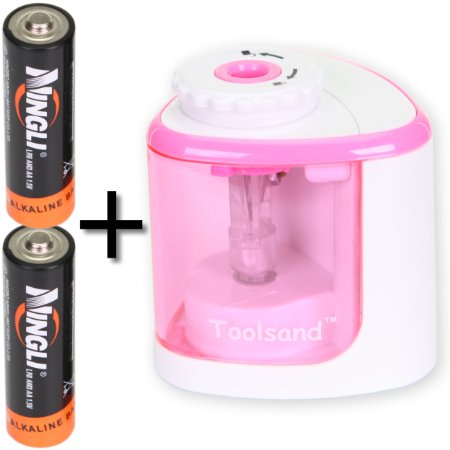 Electric Pencil Sharpener Battery-Powered Batteries Included High-Speed Automatic best for Colored and No 2 Wood Graphite Pencils for Home Office School Classroom Adults Kids WhitePink