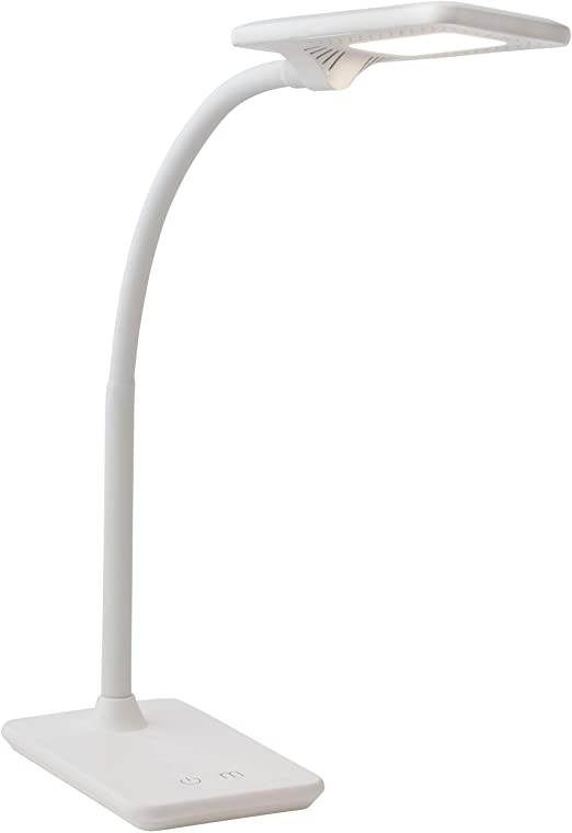 Newhouse Lighting NHDK-ZL-WH Zlata LED Desk Lamp with USB Charger, Touch Dimming and Color Change for Office Use, White