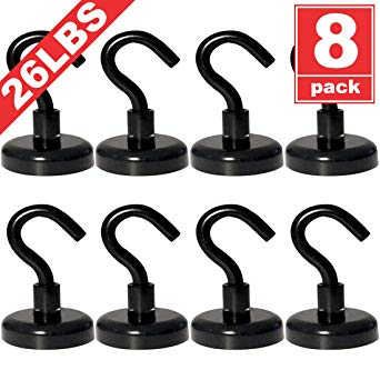 FINDMAG 26LBS Heavy Duty Magnetic Hooks, Strong Neodymium Magnet Hook for Home, Kitchen, Workplace, Office and Garage