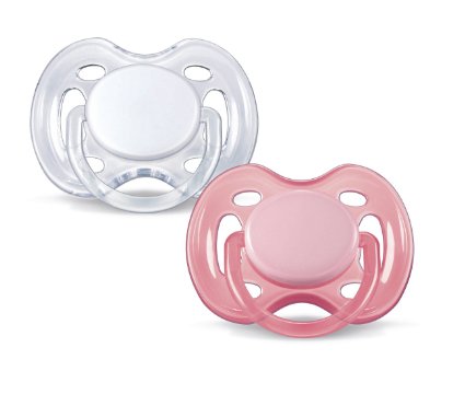 Philips AVENT Freeflow Pacifier BPA Free Pink  White 0-6 Months Pack of 2