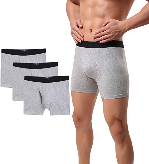 ELOVER Men Underwear Cotton Stretch Boxer Brief Double Crotch 3-Pack