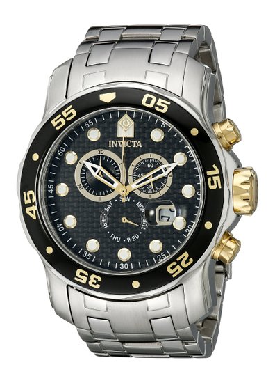 Invicta Men's 10382 Pro Diver Chronograph Black Carbon Fiber Dial Watch