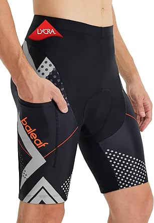 BALEAF Men's Padded Bike Shorts Cycling Tights Road Bicycle MTB Accessories Pockets UPF 50