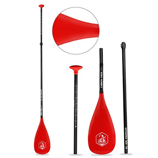 Pure Carbon Fiber SUP Paddle 3-Piece Adjustable Stand Up Paddle with Free Deluxe Paddle Bag