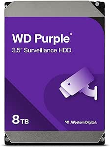 WD Purple 8TB per Videosorveglianza, Hard Disk interno da 3.5”, Tecnologia AllFrame, 180BT/anno, Cache da 256 MB, Garanzia 3 anni