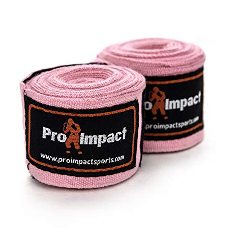 Pro Impact Mexican Style Boxing Handwraps 180" with Closure – Elastic Hand & Wrist Support for Muay Thai Kickboxing Training Gym Workout or MMA for Men & Women - 1 Pair