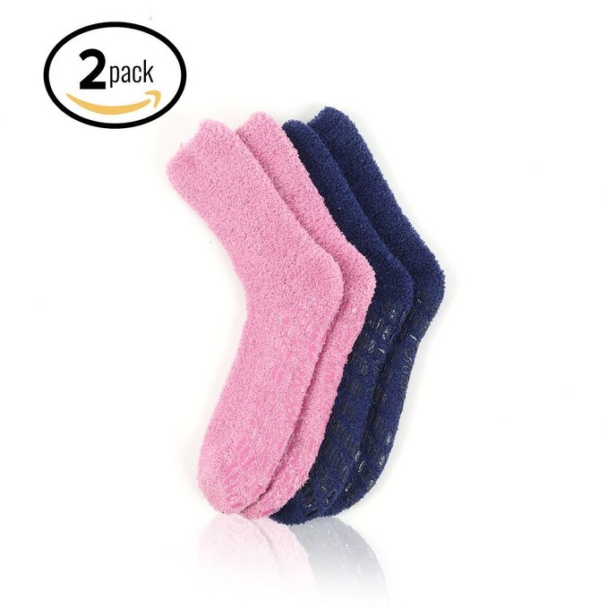 Pembrook Non Skid / Slip Socks – Hospital Socks - Fuzzy Slipper Socks (Available in 2, 4 and 6 Packs) – Great for adults, men, women. Designed for medical hospital patients but great for everyone