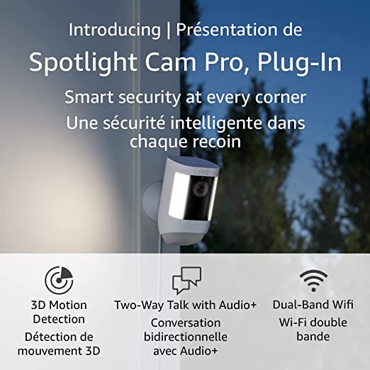 Introducing Ring Spotlight Cam Pro, Plug-in | 3D Motion Detection, Two-Way Talk with Audio , and Dual-Band Wifi (2022 release) - White