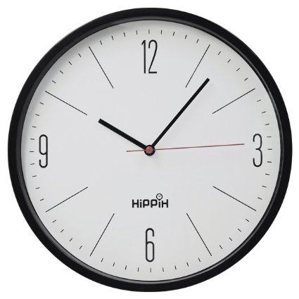 Hippih 10" Silent Non-ticking Wall Clock with Glass Cover Digital