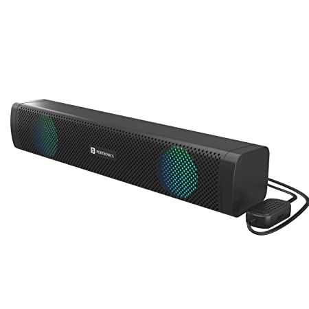 Portronics in Tune 1 6W Portable Wired USB Speaker for Laptop/Desktop with LED Light, Sound, 3.5mm Audio Jack(Black)