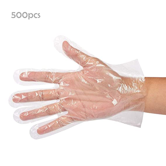 500Pcs Quality Disposable Transparent Plastic Gloves, Disposable Food Prep Gloves Plastic Food Safe Disposable Gloves, Food Handling, One Size Fits Most