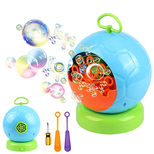 AMOSTING Bubble Machine Automatic Bubbles Blower for Kids Outdoor Toys Party Supplies Bubble Maker with Bubble Wands