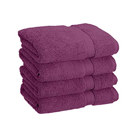 Superior 900 GSM Luxury Bathroom Hand Towels, Made of 100% Premium Long-Staple Combed Cotton, Set of 4 Hotel & Spa Quality Hand Towels - Plum, 20" x 30" each