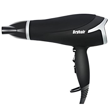 Bryhair 2000W Professional Ionic Hair Dryer Mute Powerful Blow Dryer with 2 Speed and 3 Heat Settings Black