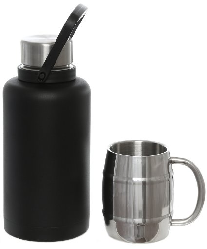 MIRA Stainless Steel Vacuum Insulated 40 Oz Beverage Bottle for Beer Coffee Drinks with 15 Oz Double Walled Stainless Steel Mug