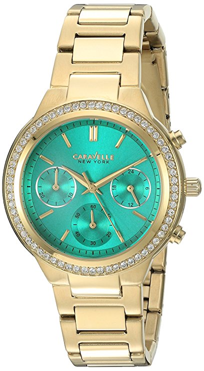 Caravelle New York Women's 44L215 Swarovski Crystal  Gold Tone Watch