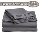 Clara Clark  Supreme 1500 Collection 4pc Bed Sheet Set - Cal King Size Charcoal Stone Gray