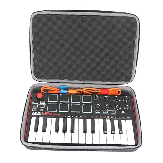 co2crea Hard Travel Case for Akai Professional MPK Mini MKII | 25-Key Ultra-Portable USB MIDI Drum Pad Keyboard Controller (Travel Case with Foam)