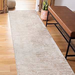 Rugshop Contemporary Distressed Stripe Stain Resistant Flat Weave Eco Friendly Premium Recycled Machine Washable Runner Rug 2'6"x7' Beige