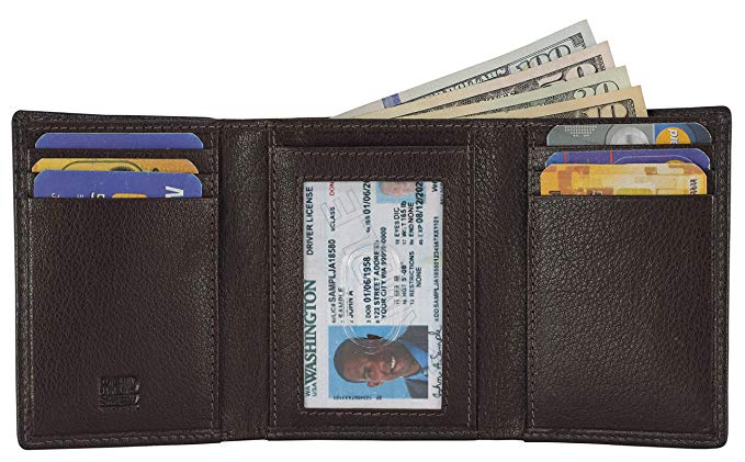 Slim Leather Billfold for Men – Men's Trifold Minimalist RFID Blocking Leather Wallet