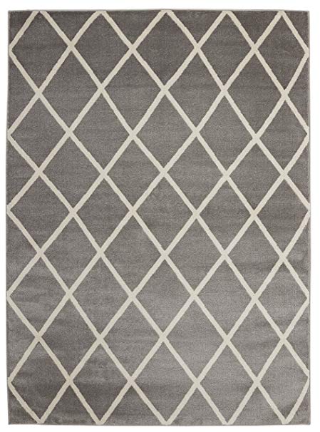 Diagona Designs Contemporary Geometric Moroccan Trellis Design 7' X 10' Area Rug, 79" W x 111" L, Gray/Ivory (JAS2073)