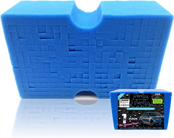 Sudz Budz Premium Jumbo Foam Grid Car Wash Sponge 1pc | Anti-Marring Sponge for Soap and Rinseless Washing | Cross-Cut, Easy Grip, Large Sponge | Durable, Soft, Scratch-Free Car Cleaning and Detailing