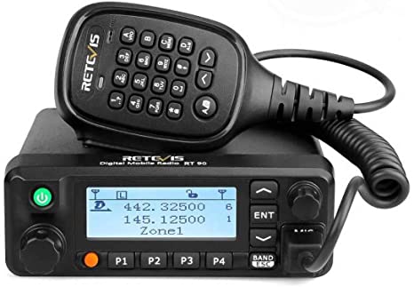 Retevis RT90 Mobile Radios Dual Band Digital Ham High Power VHF UHF Record 250 Zones 3000 CH 10000 Contacts DMR Amateur Mobile Radios for Cars(1 Pack)