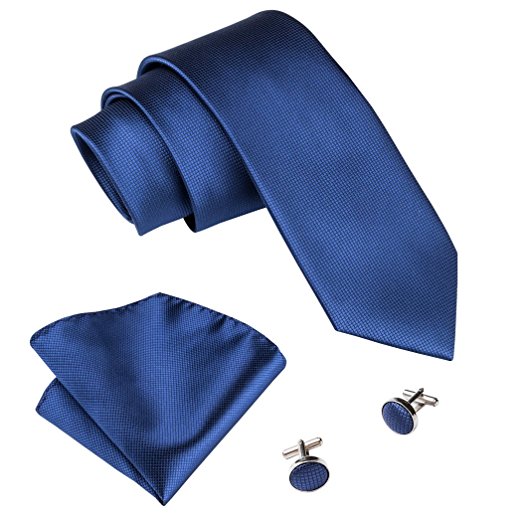 Barry.Wang Mens Tie Set Solid Color Neckties Plain Silk Ties