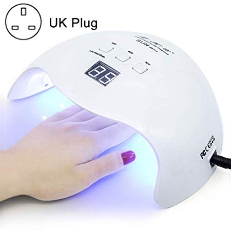 UV LED Nail Lamp 48W Nail Dryer for Gel Polish Builder with 21 Lamp Beads 3 Timers Auto Sensor LED Display (UK Plug)