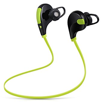 Redlink Sports Wireless Headphones, Sweatproof, In-ear Stereo Earbuds, Premium Sound with Bass, Noise Cancelling for iPhone/iPad /iPod and Android Devices with Mic (Green)