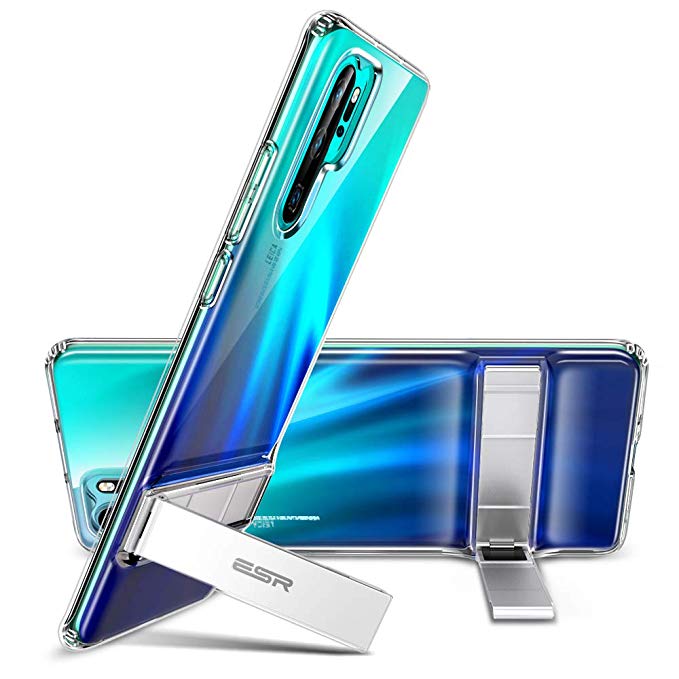 ESR Metal Kickstand Case for Huawei P30 Pro, [Vertical and Horizontal Stand] [Reinforced Drop Protection] Hard PC Back with Flexible TPU Bumper for The Huawei P30 Pro, Clear